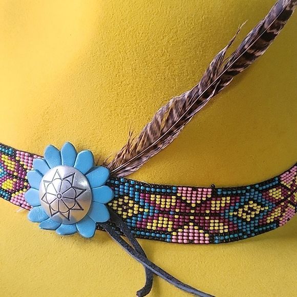 CHARLIE 1 HORSE "Gold Digger" Wool Felt Hat with Beaded Band Silver Concho Large - Picture 3 of 14